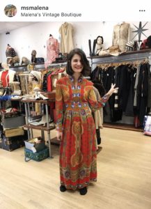 A lovely customer snagged this beautiful 1970s scarf print maxi dress. 