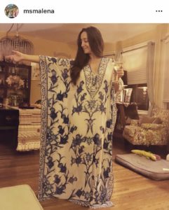 A wonderful surprise from Josh for Malena's birthday was this incredible one-of-a-kind caftan.
