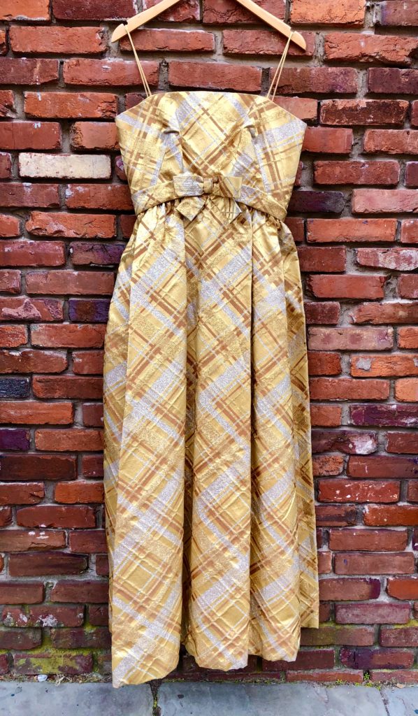 Our gold brocade gown from the 60s.